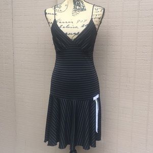 Sz L Epilogue Black White Striped Midi Dress